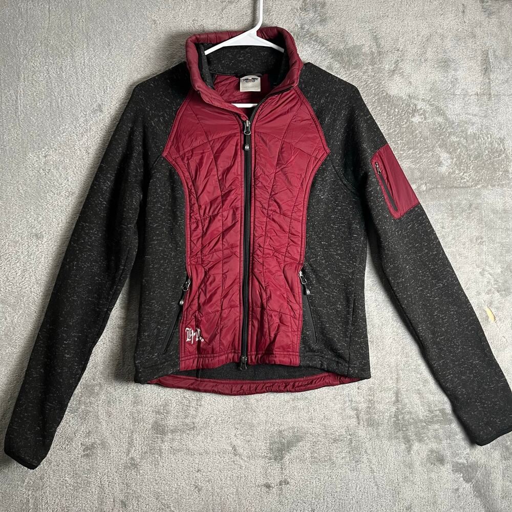 Harley Davidson Small Red Black Lightweight Full Zip Jacket Motorcycle Biker